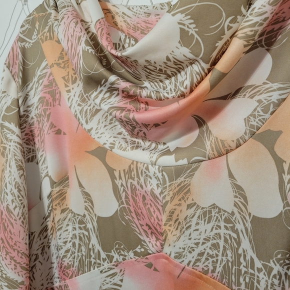 Vintage Maxi Dress / Mini Cowl Neck / Pastel / Large - Picture 2 of 5